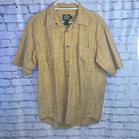 Cabela’s Yellow Short Sleeve Button Down Mens Large - Picture 1 of 5